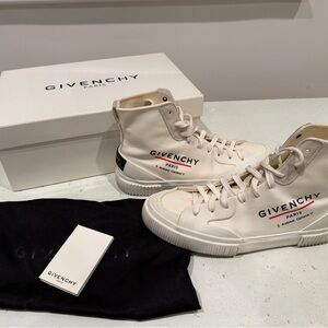 Givenchy Cream High-Top Sneakers with Logo